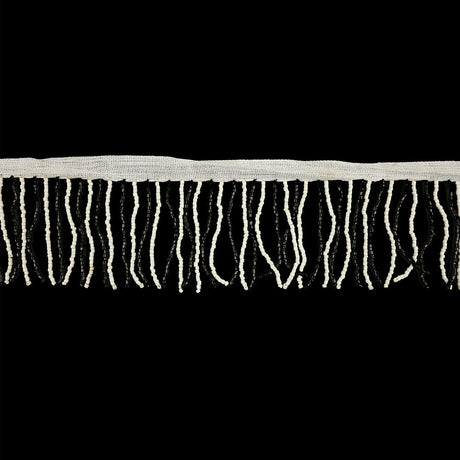 Vintage White and Black Chop Beaded Fringe - 2.5"