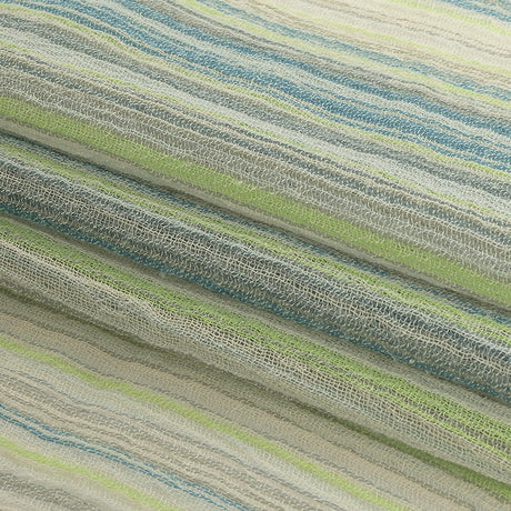 Blue, Lime and Gray Striped Cotton Gauze