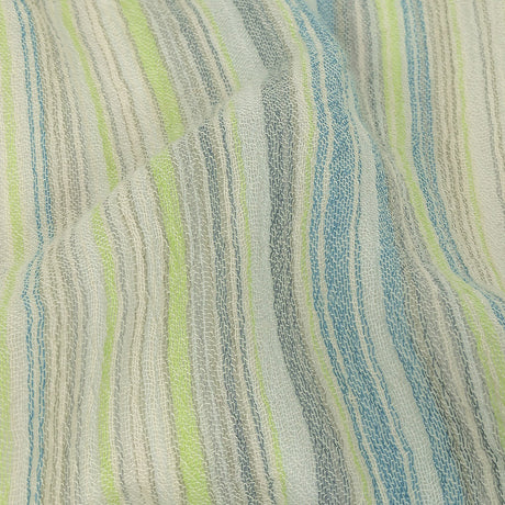 Blue, Lime and Gray Striped Cotton Gauze