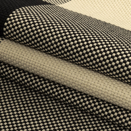 Italian Large-Scale Black and White Asparagus Buffalo Check Cotton Basketweave