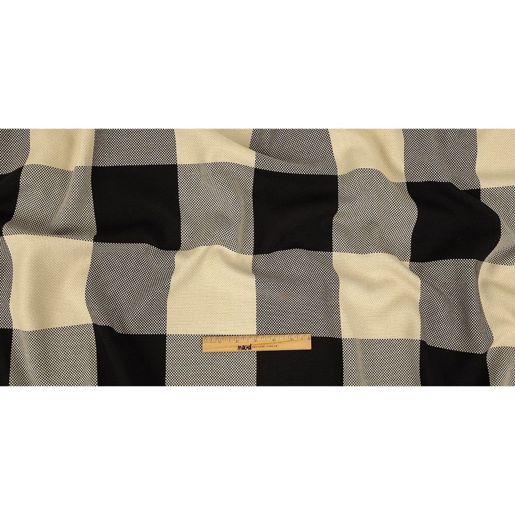 Italian Large-Scale Black and White Asparagus Buffalo Check Cotton Basketweave