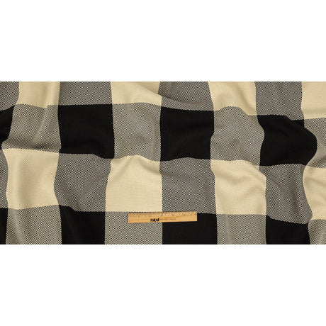 Italian Large-Scale Black and White Asparagus Buffalo Check Cotton Basketweave