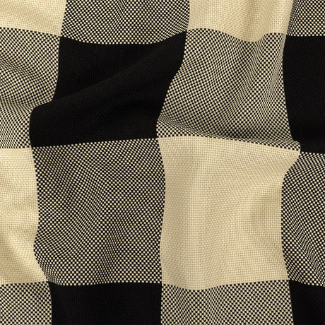 Italian Large-Scale Black and White Asparagus Buffalo Check Cotton Basketweave