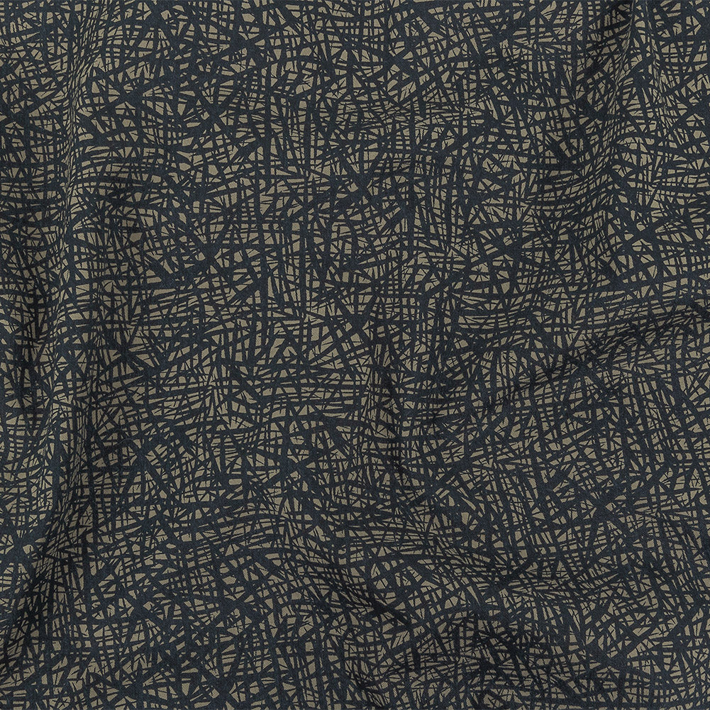 Liz Claiborne Cloudburst and Navy Abstract Printed Cotton Twill