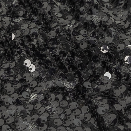 Black on Black Sequined and Embroidered Lace