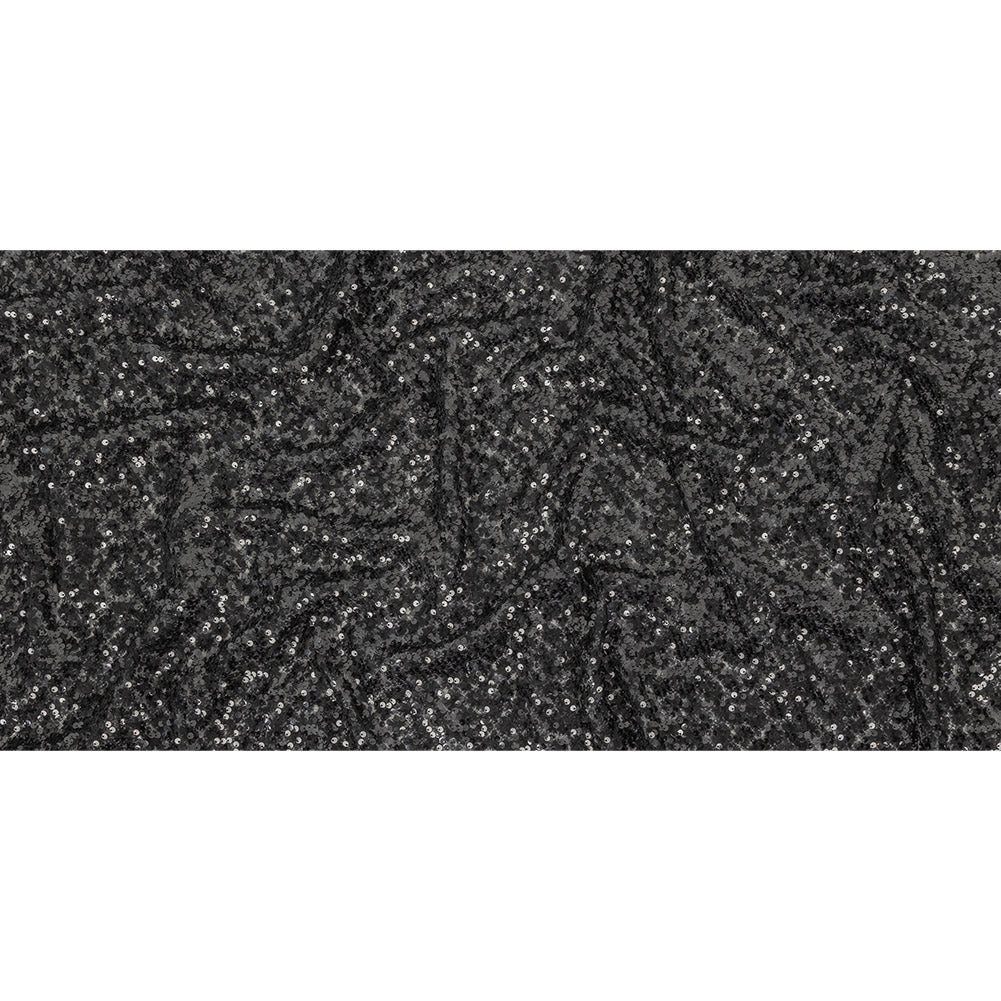 Black on Black Sequined and Embroidered Lace