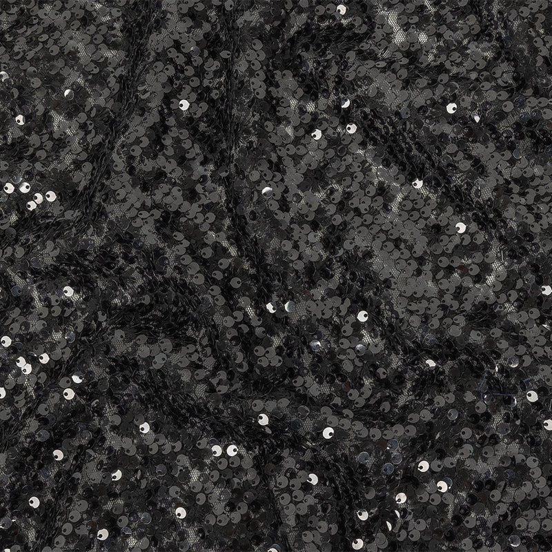 Black on Black Sequined and Embroidered Lace