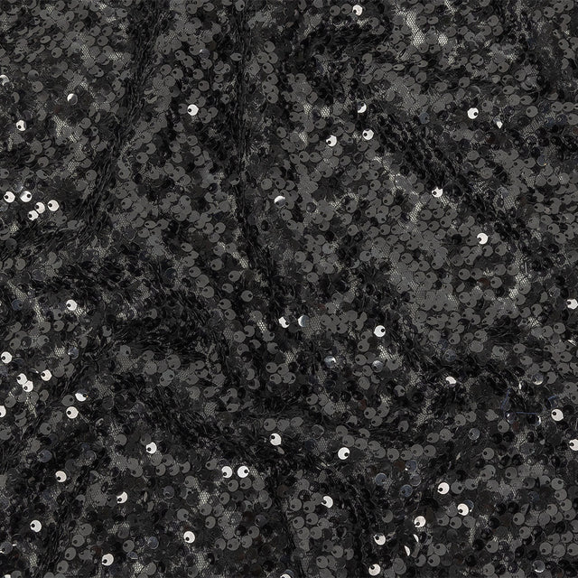 Black on Black Sequined and Embroidered Lace