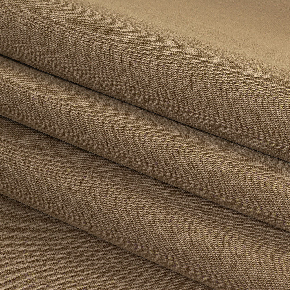 Italian Tan Stretch Creped Polyester Double Cloth