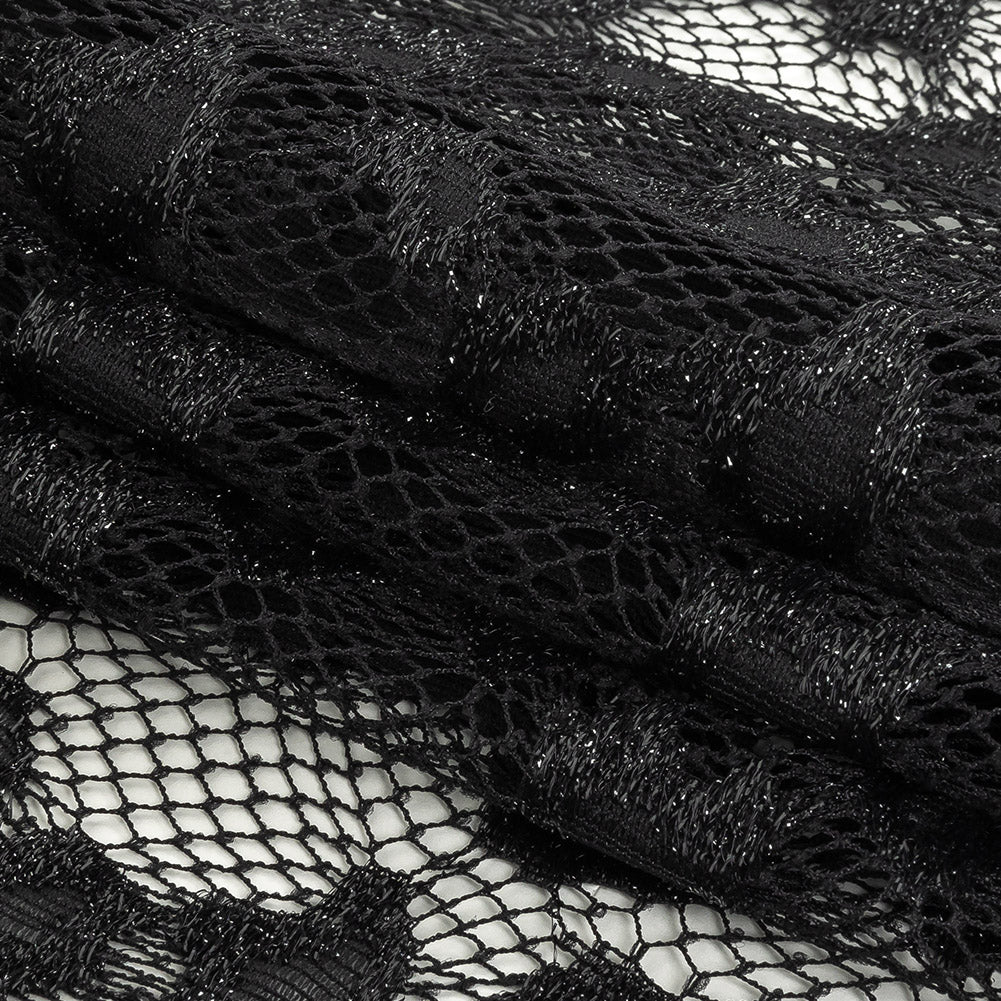 Metallic Black on Black Abstract Cheetah Spots Netting