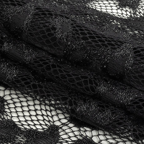 Metallic Black on Black Abstract Cheetah Spots Netting