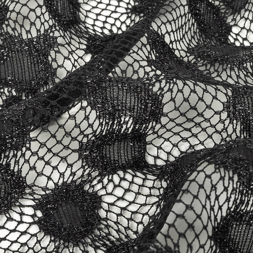 Metallic Black on Black Abstract Cheetah Spots Netting