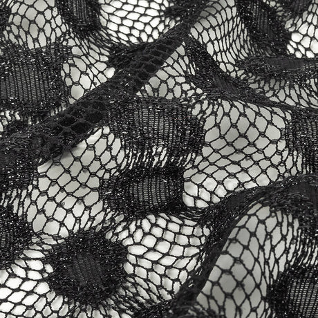 Metallic Black on Black Abstract Cheetah Spots Netting