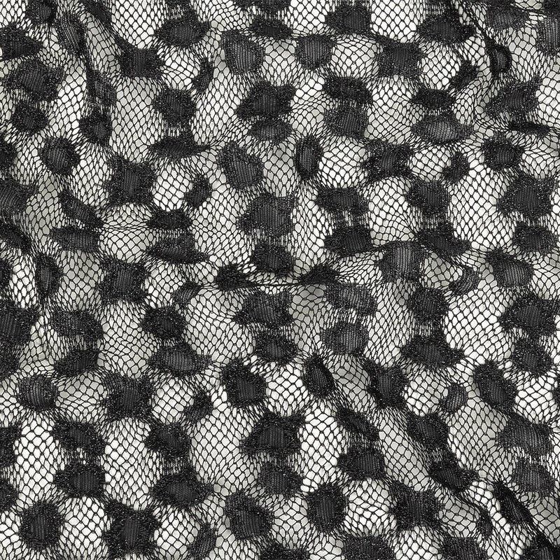 Metallic Black on Black Abstract Cheetah Spots Netting