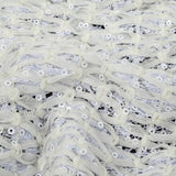 White Stretch Sequinned Floral Lace with Chevron Ribbon Detailing