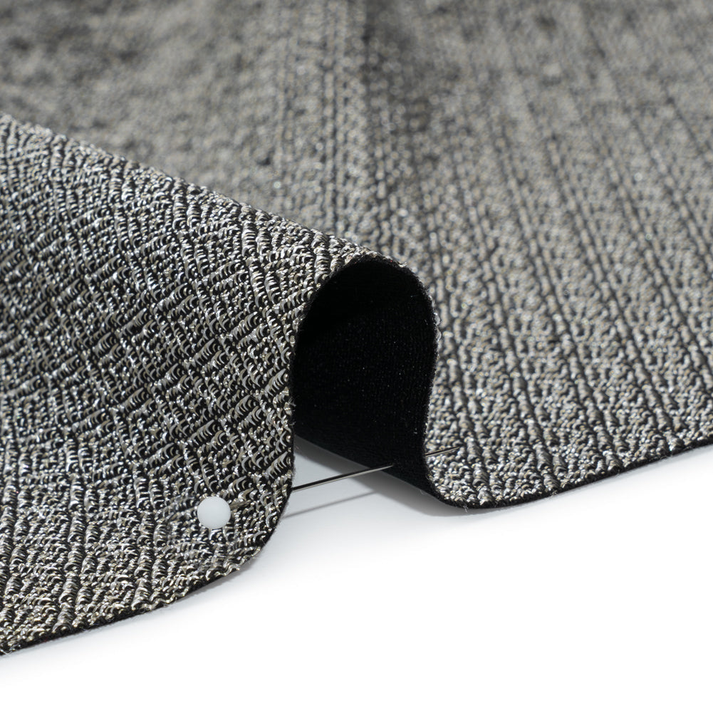 Italian Black and White Abstract Stretch Jacquard