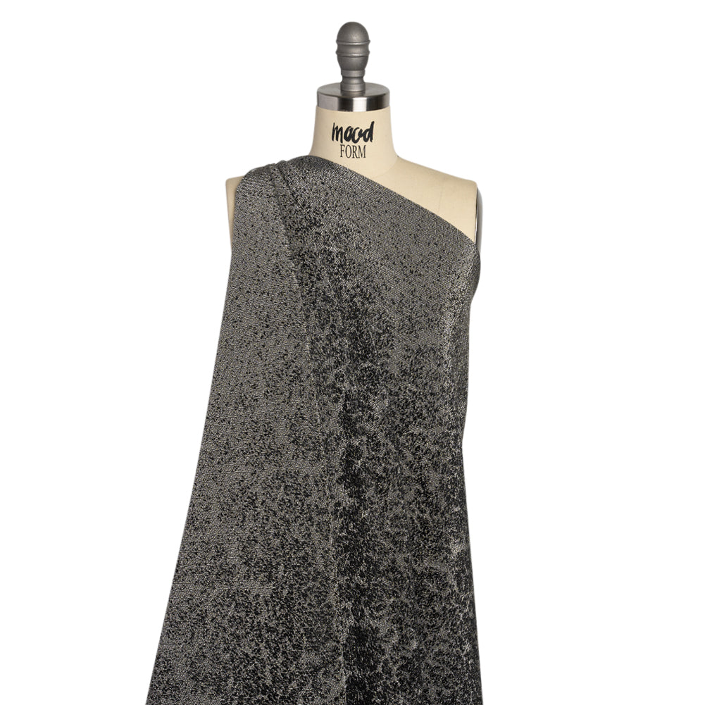 Italian Black and White Abstract Stretch Jacquard
