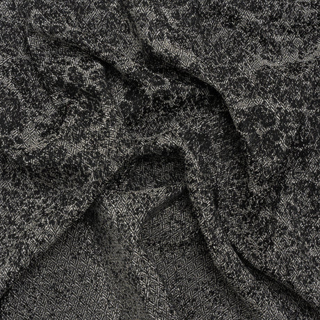 Italian Black and White Abstract Stretch Jacquard