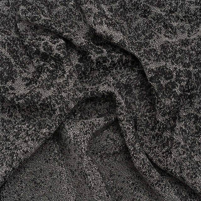 Italian Black and White Abstract Stretch Jacquard