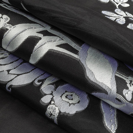 Carolina Herrera Italian Black and Silver Floral Burnout Blended Silk Jacquard