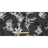 Carolina Herrera Italian Black and Silver Floral Burnout Blended Silk Jacquard