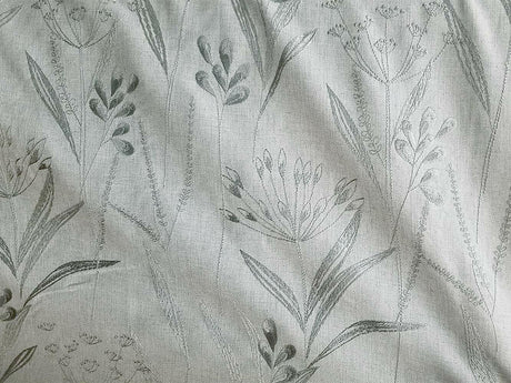 Lau Blue Cactus Embroidered Floral Linen Fabric - Blue Cactus Embroidered Floral, 54" Width, 12.5" Vertical Repeat (1 Yard)