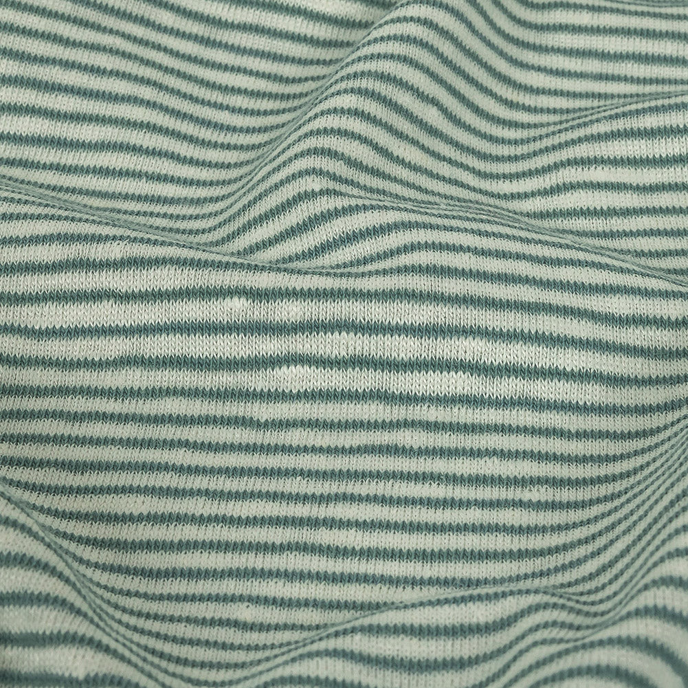 Theory Moss Green and White Alyssum Striped Linen Knit