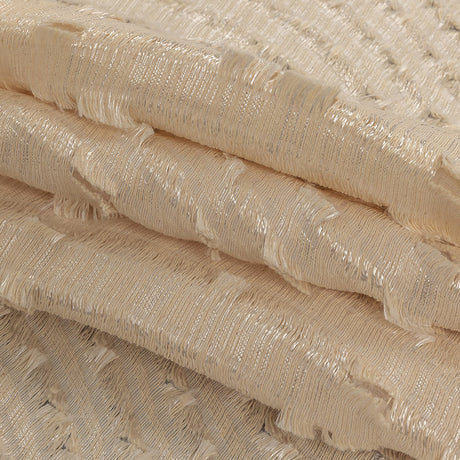Ivory Fringed Waves Novelty Woven
