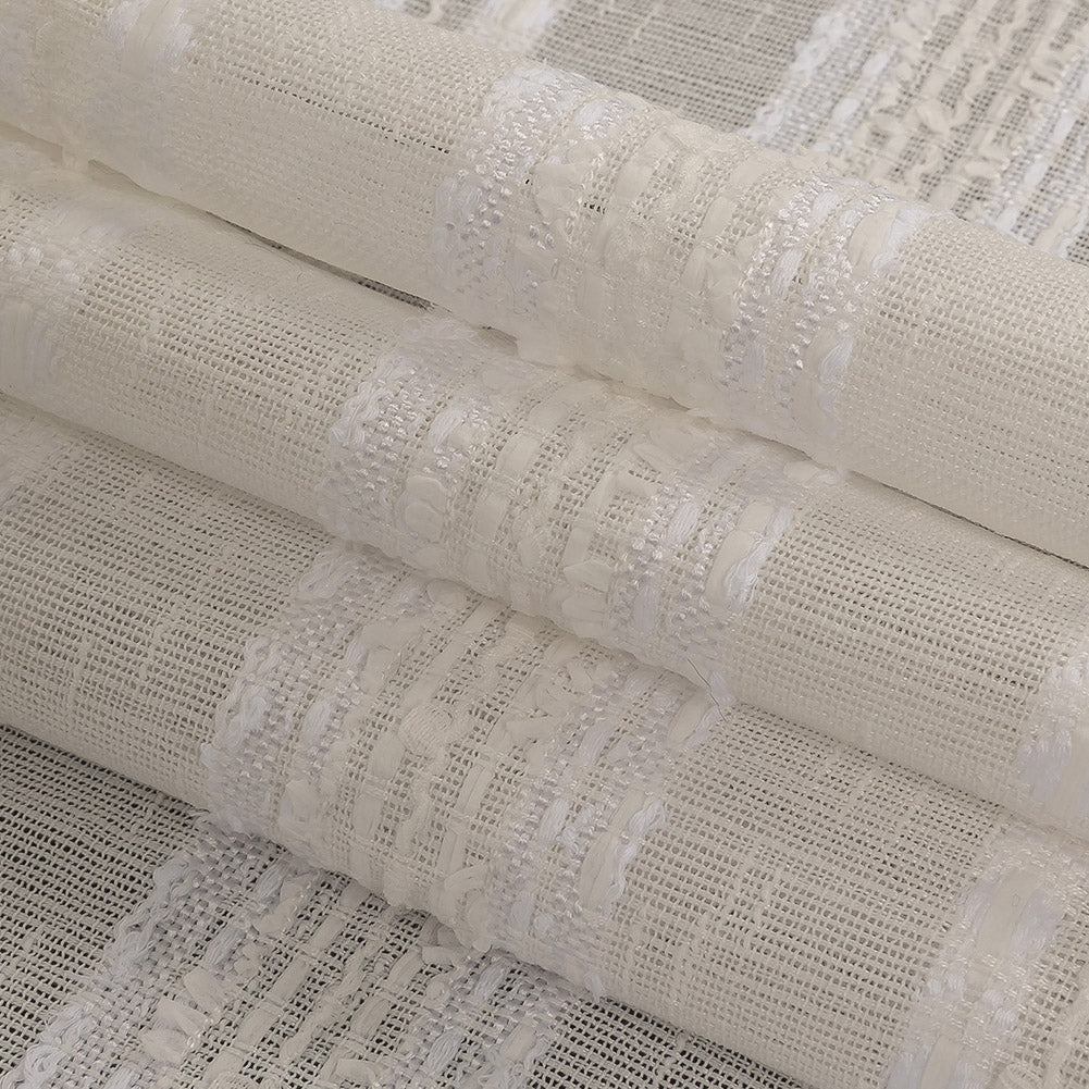 White Novelty Woven with Tactile Stripes