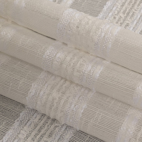 White Novelty Woven with Tactile Stripes