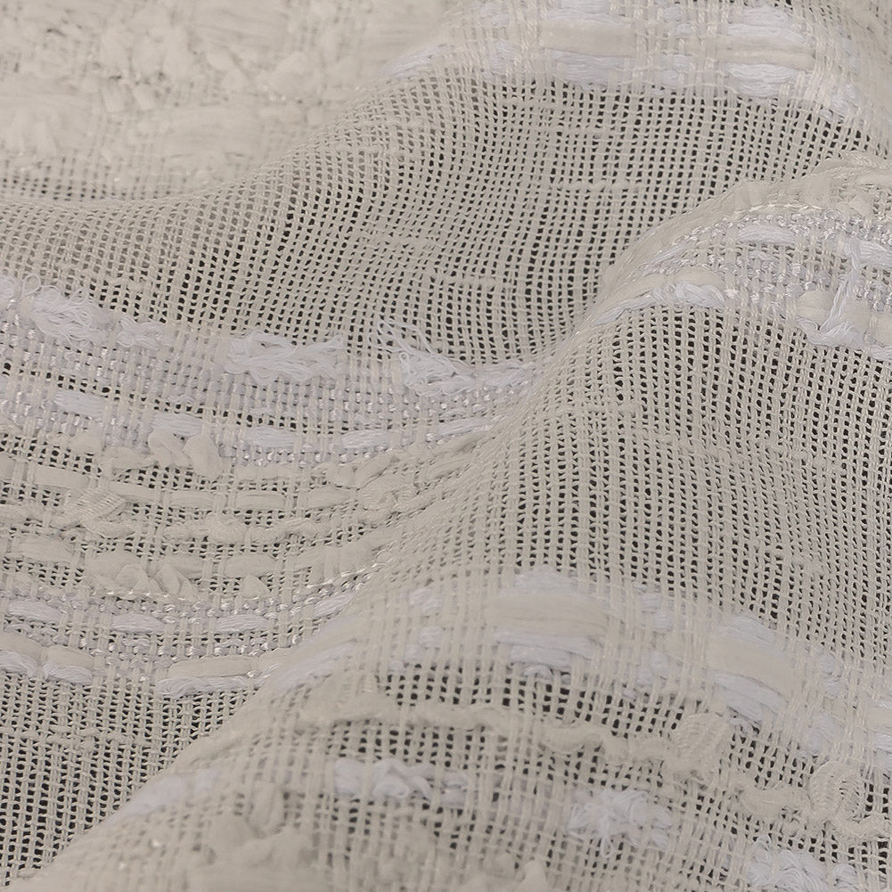 White Novelty Woven with Tactile Stripes