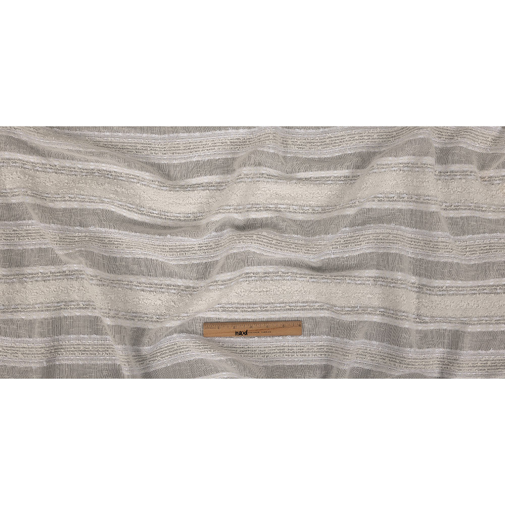 White Novelty Woven with Tactile Stripes