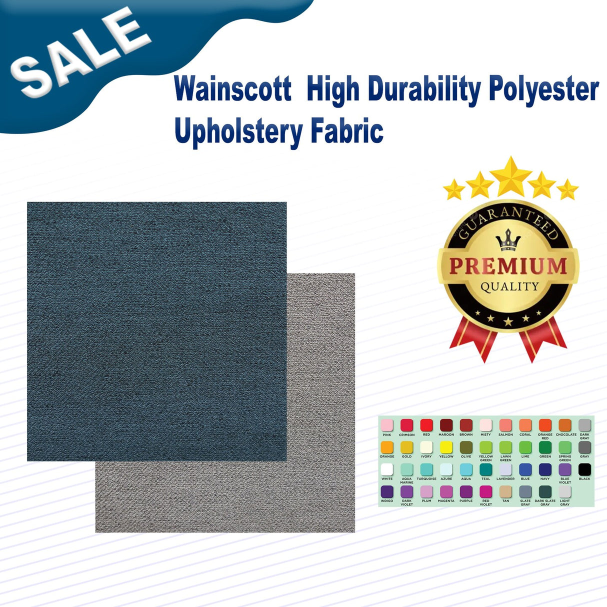 1 Yard Wainscott High Durability Polyester Upholstery Fabric