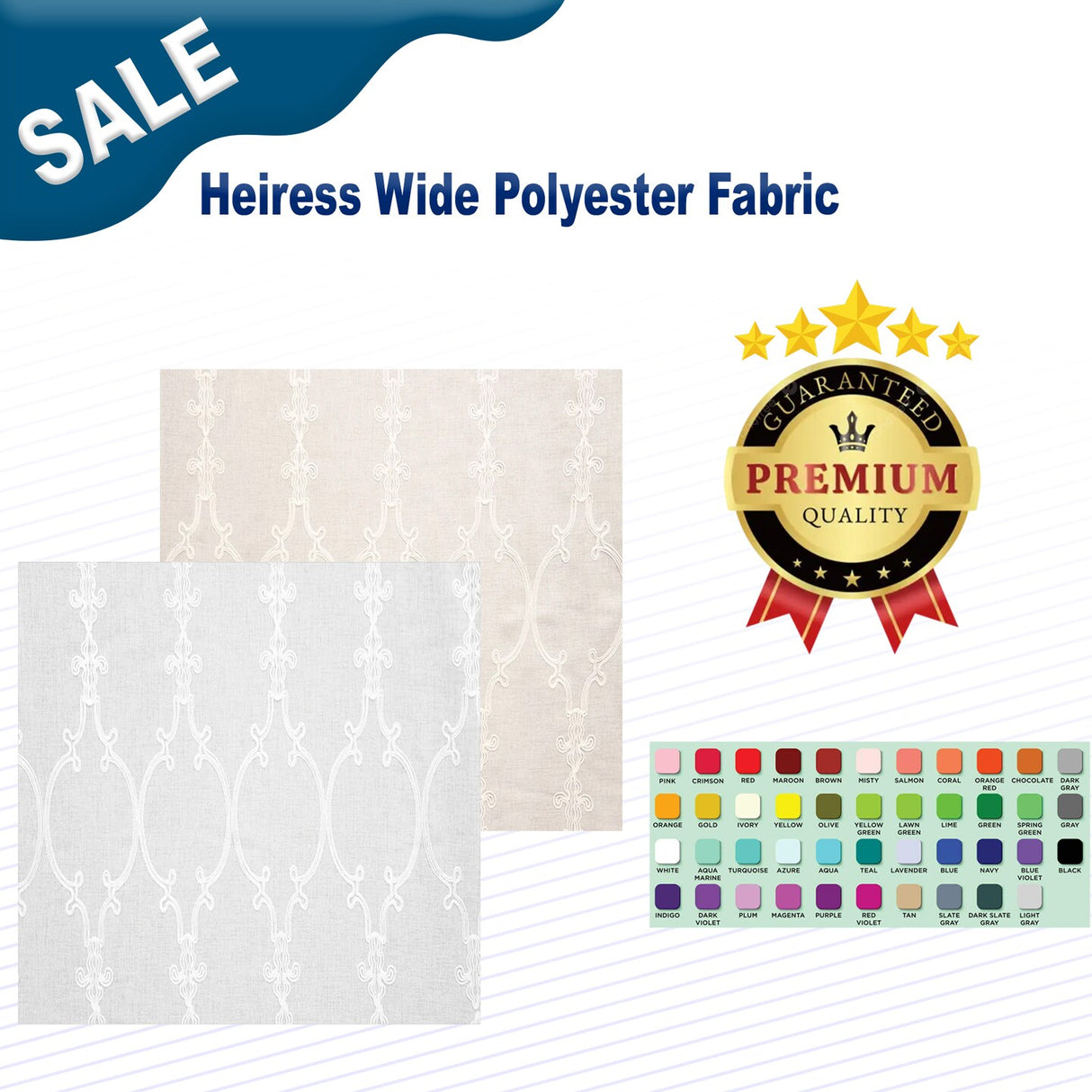 1 Yard Heiress Wide Polyester Fabric