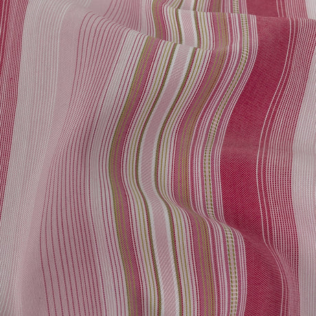 Pink and White Barcode Striped Cotton Blend Voile