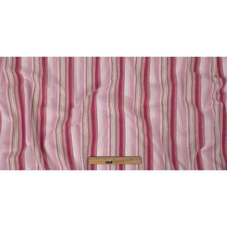 Pink and White Barcode Striped Cotton Blend Voile