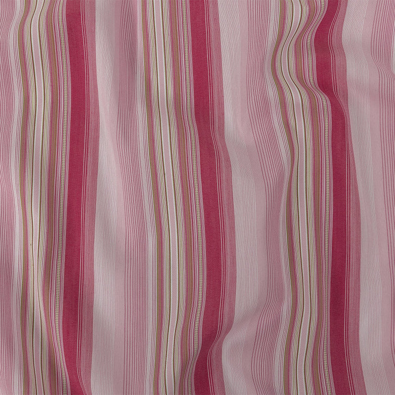 Pink and White Barcode Striped Cotton Blend Voile