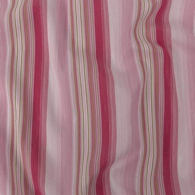 Pink and White Barcode Striped Cotton Blend Voile