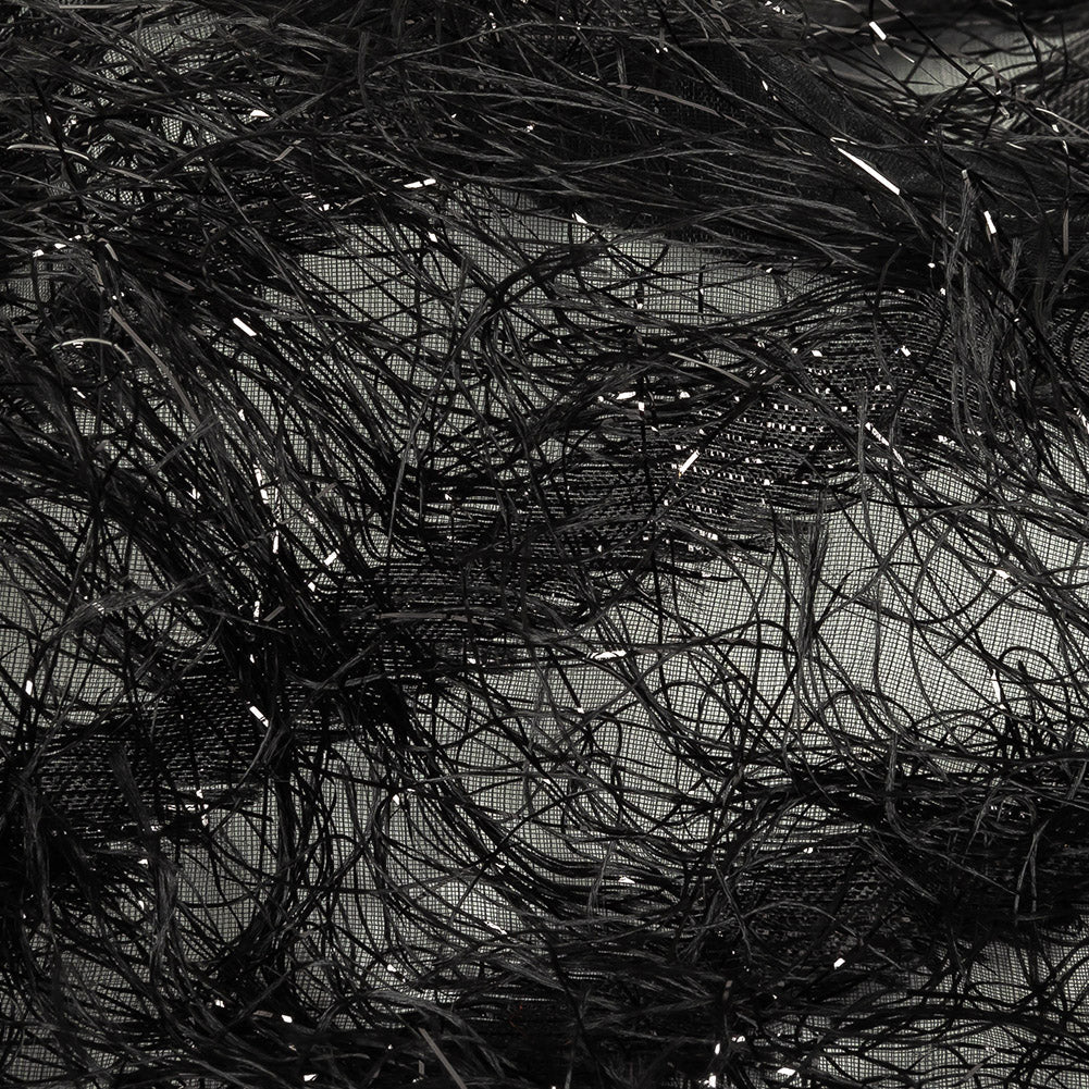 Novelty Metallic Black Regimental Striped Fringe on a Silk Base