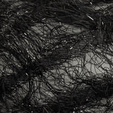 Novelty Metallic Black Regimental Striped Fringe on a Silk Base