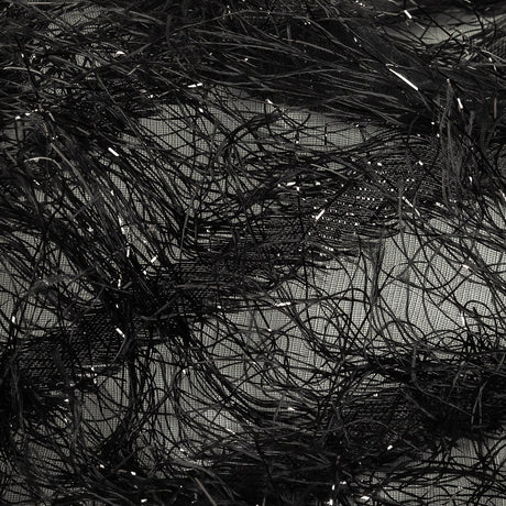Novelty Metallic Black Regimental Striped Fringe on a Silk Base