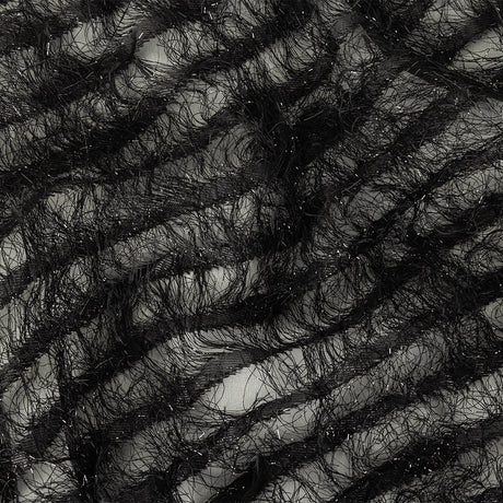 Novelty Metallic Black Regimental Striped Fringe on a Silk Base