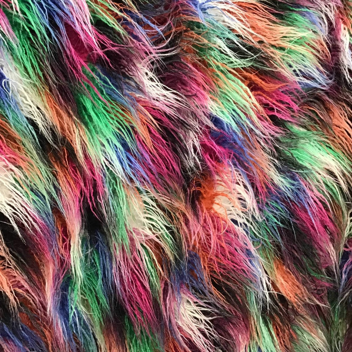 Faux Fur Fabric Multicolor Curly Long Pile