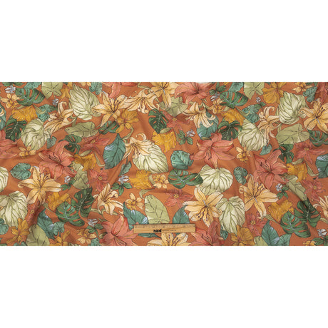 Tangerine and Celadon Tint Floral Viscose Batiste