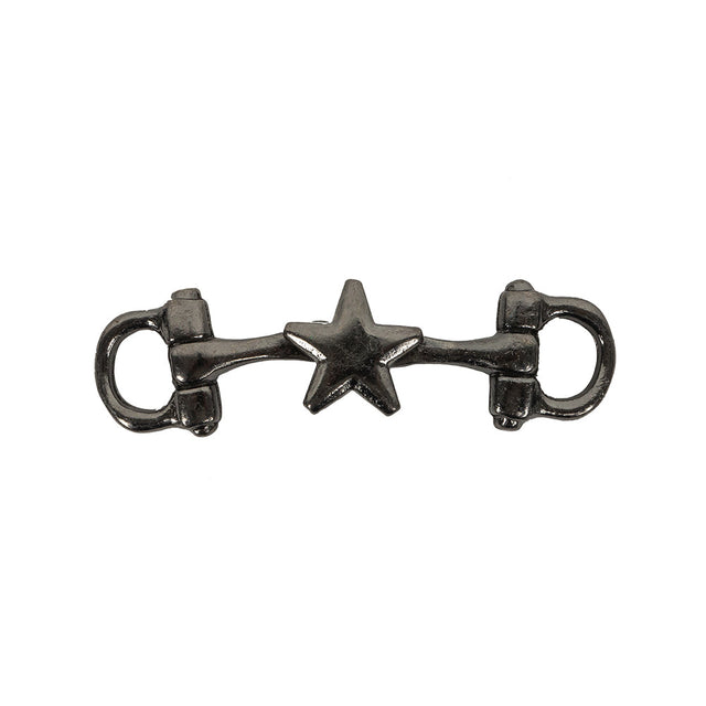 Gunmetal Star Decorative Strap Connector - 1.875" x 0.5"