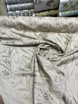 Lau Linen Flax Embroidered Floral Fabric - Flax Embroidered Floral, 54" Width (1 Yard)