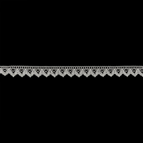 Silver Lurex Geometric Scalloped Lace Trimming - 0.625"