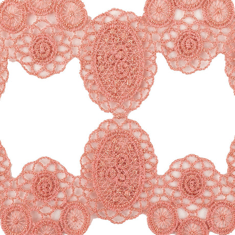Salmon Pink Circles and Squares Lace Trimming - 3.75"