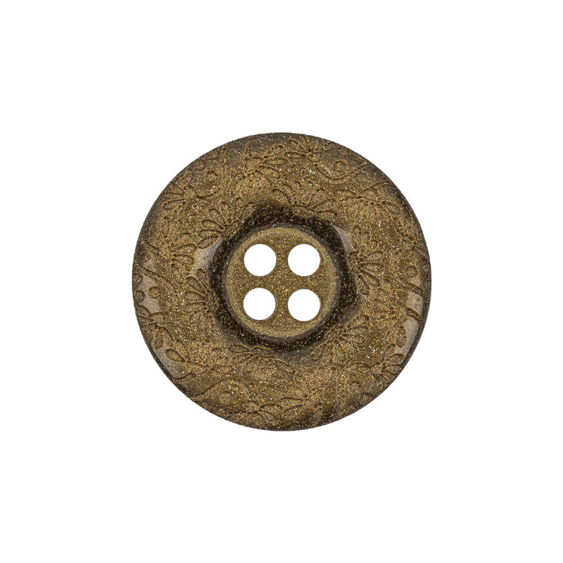 Gold Floral Iridescent Rolled Rim 4-Hole Nylon Button - 36L/23mm