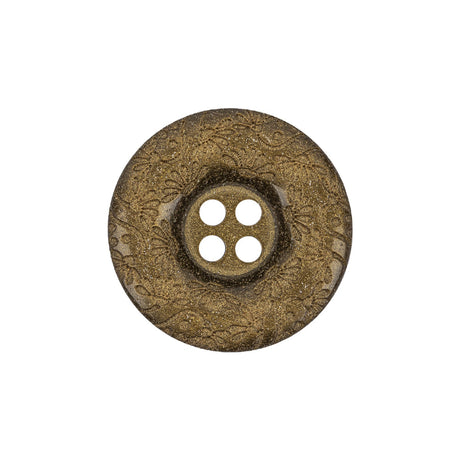 Gold Floral Iridescent Rolled Rim 4-Hole Nylon Button - 36L/23mm